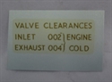 Picture of DECAL, VALVE CLEARANCE