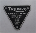 Picture of PATENT PLATE, SPEED TWIN