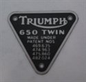 Picture of PATENT PLATE, 650 TWIN